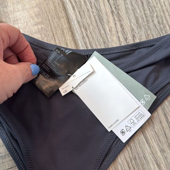 NWT H&M BRAZILIAN BIKINI BOTTOMS DARK GRAY Size 6‎ - Picture 3 of 10